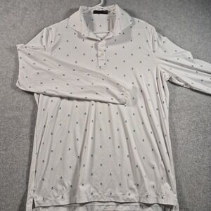 G/Fore Men's Large Long Sleeve Lightweight Golf Polo With Skulls